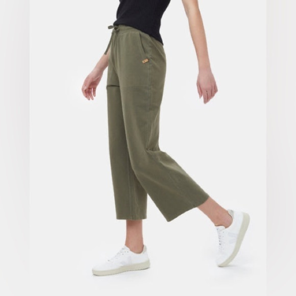 Ten Tree French Terry Cropped Wide Leg Sweatpant Olive Green - Picture 1 of 11